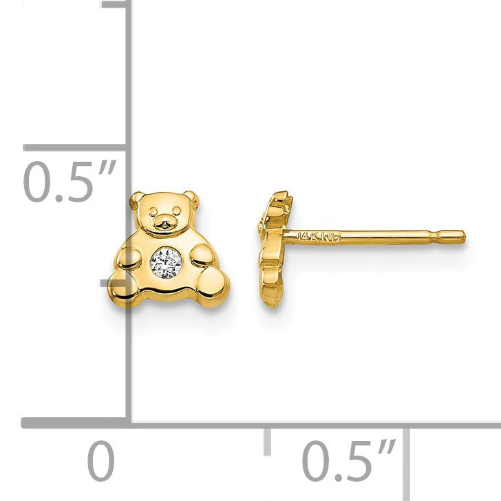 14k Bear with CZ Earrings