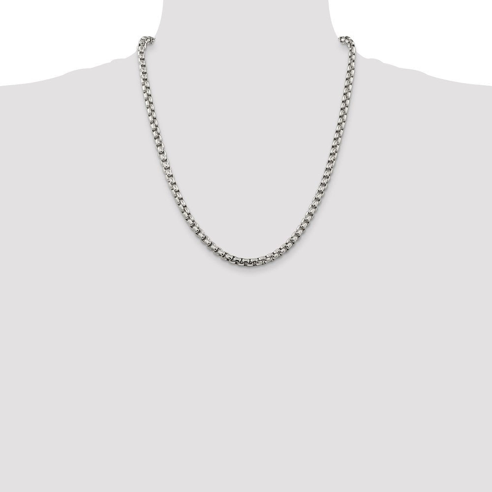 Sterling Silver 5.2mm Round Box Chain Necklace 22"