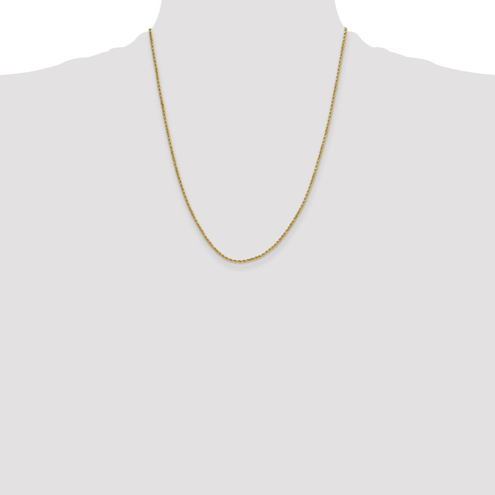 14k Yellow Gold 2mm Semi Solid Diamond-cut Rope Chain Necklace 22"