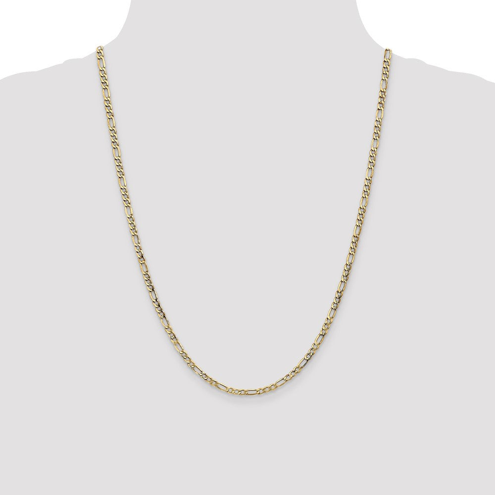 14k Yellow Gold 3.5mm Semi-Solid Figaro with Lobster Clasp Chain Necklace 24"