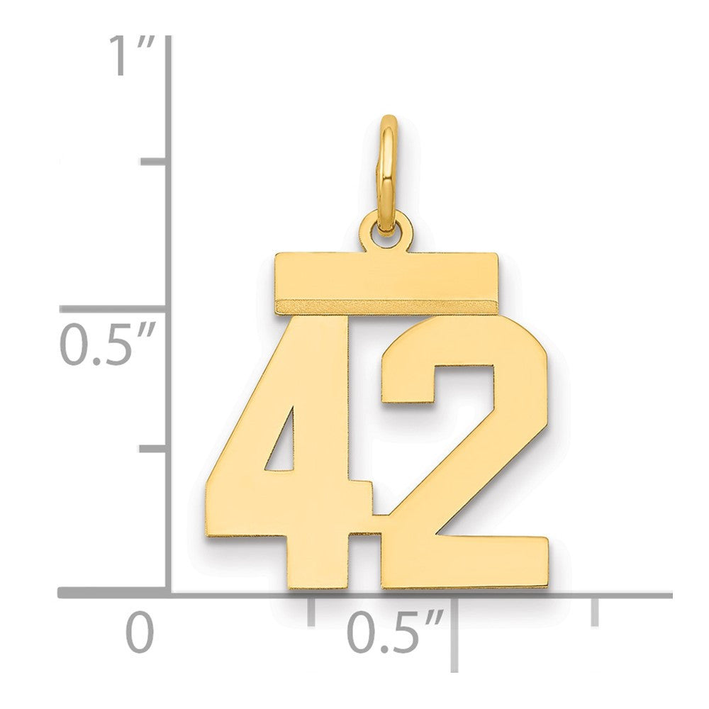 14k Yellow Gold Small Polished Number 42 Charm Pendant