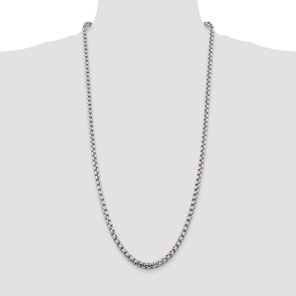 Sterling Silver 5.2mm Round Box Chain Necklace 30"