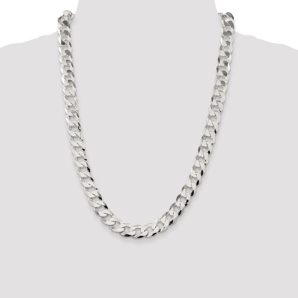 Sterling Silver 11.75mm Flat Curb Chain Necklace 24"
