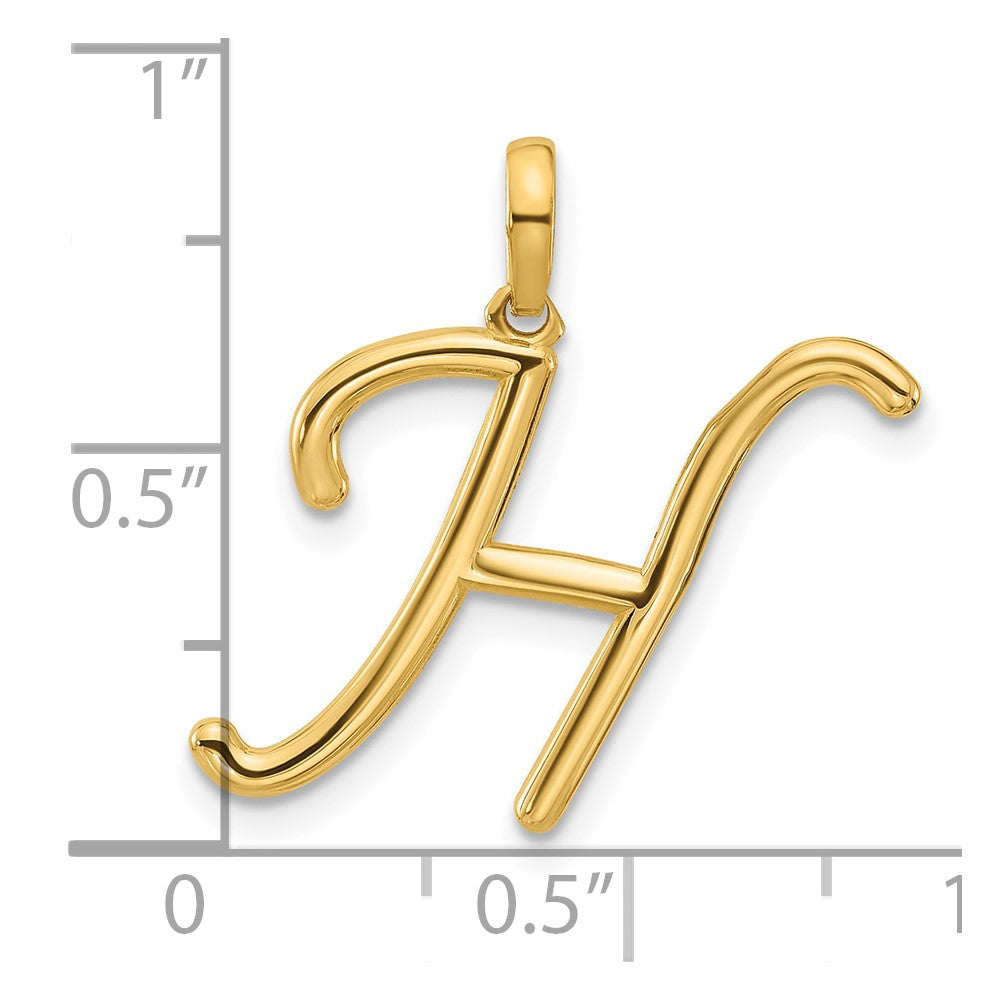 14k Yellow Gold Fancy Letter H Initial Pendant
