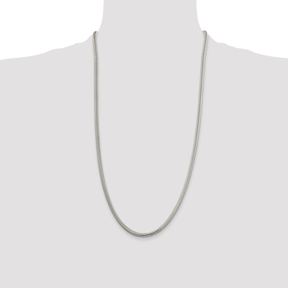 Sterling Silver 4mm Round Snake Chain Necklace 28"
