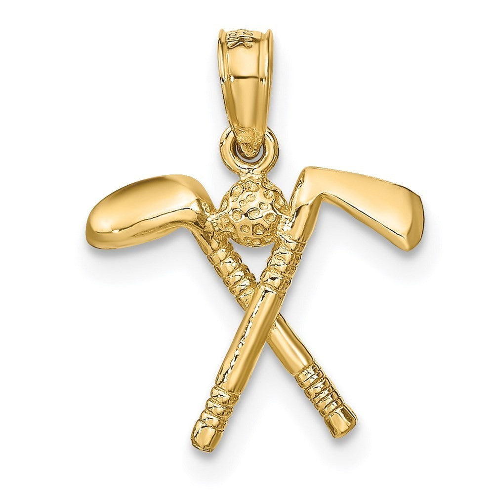 14k Yellow Gold 3-D Golf Clubs with Ball Charm Pendant