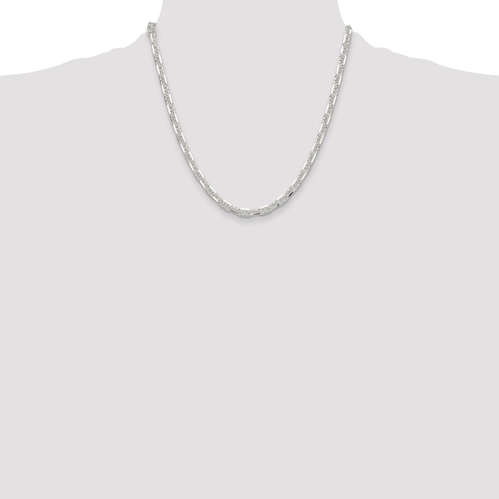 Sterling Silver Polished and Diamond-Cut 5.5mm Mariner Link Chain Necklace 20"
