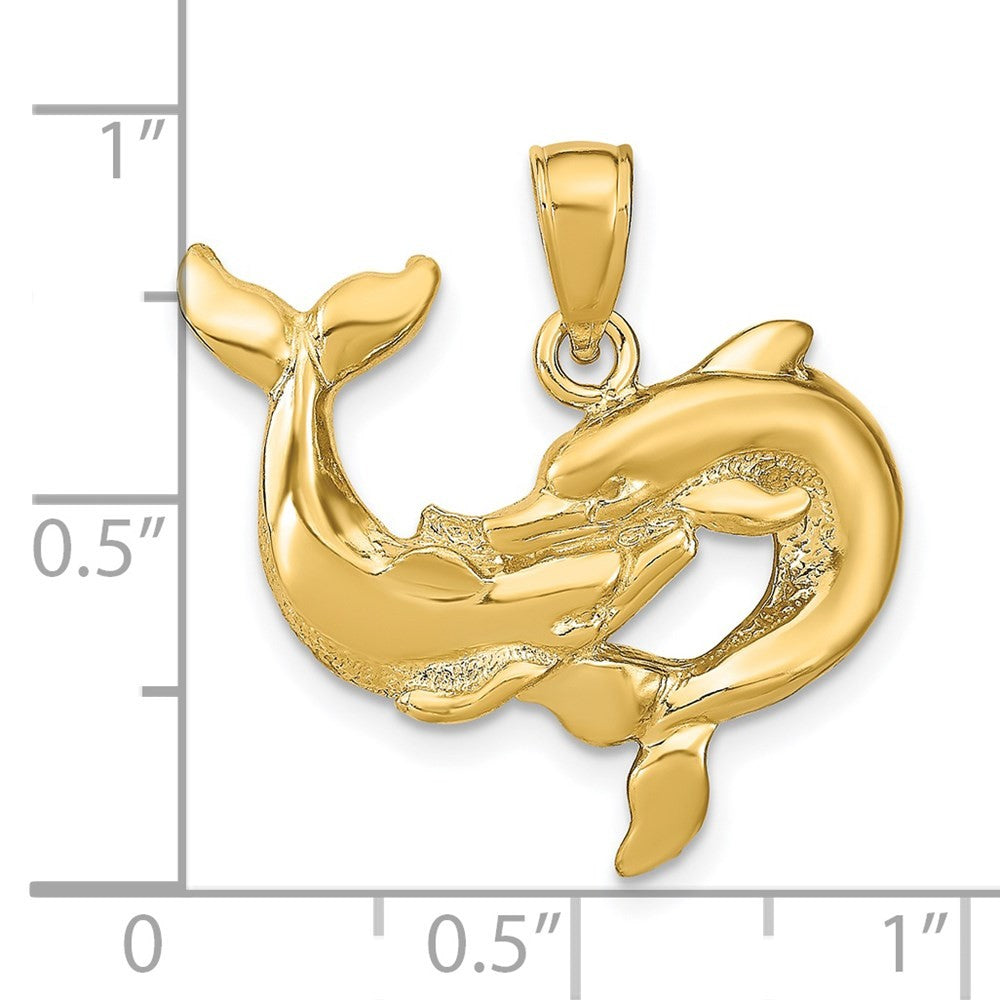 14k Yellow Gold Dolphins Pendant