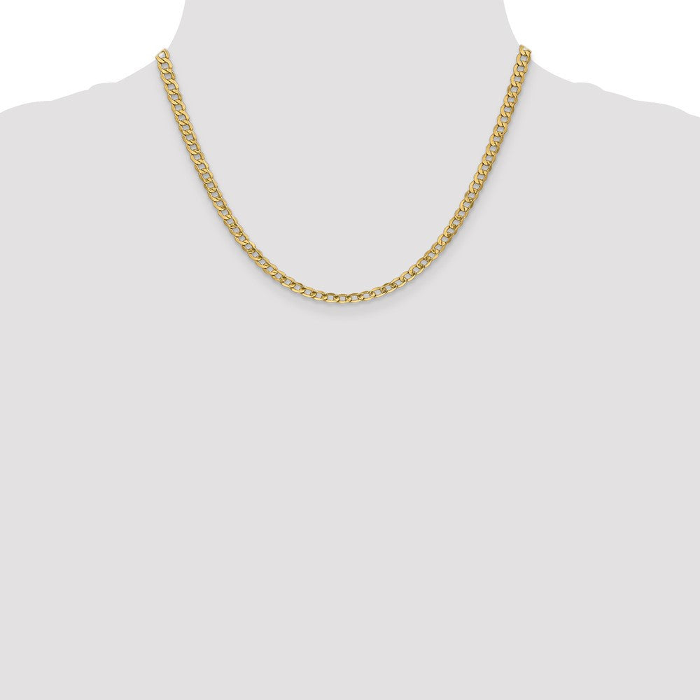 14k Yellow Gold 4.3mm Semi-Solid Curb with Lobster Clasp Chain Necklace 18"