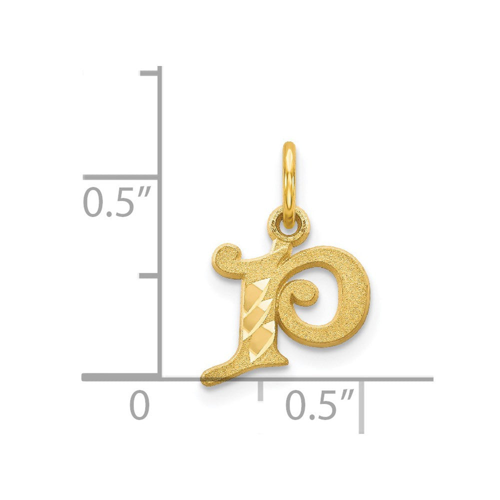 14k Yellow Gold Letter P Initial Charm Pendant