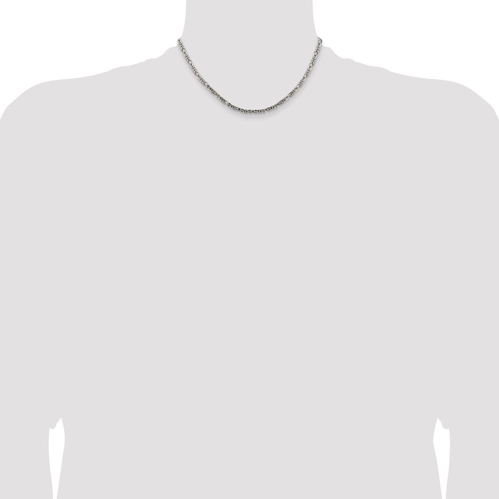 Sterling Silver 3.25mm Byzantine Chain Necklace 16"