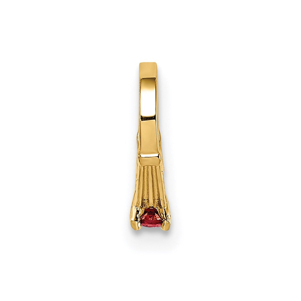 14k Yellow Gold 3D Ring with Red CZ Charm Pendant