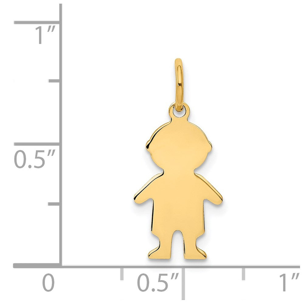 14k Yellow Gold .018 Depth Engravable Boy Charm Pendant