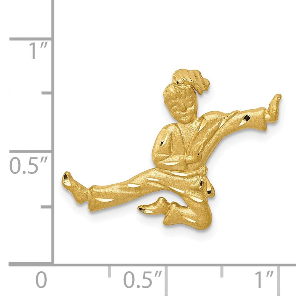 14k Yellow Gold Diamond-cut Open-Backed Karate Female Chain Slide Pendant