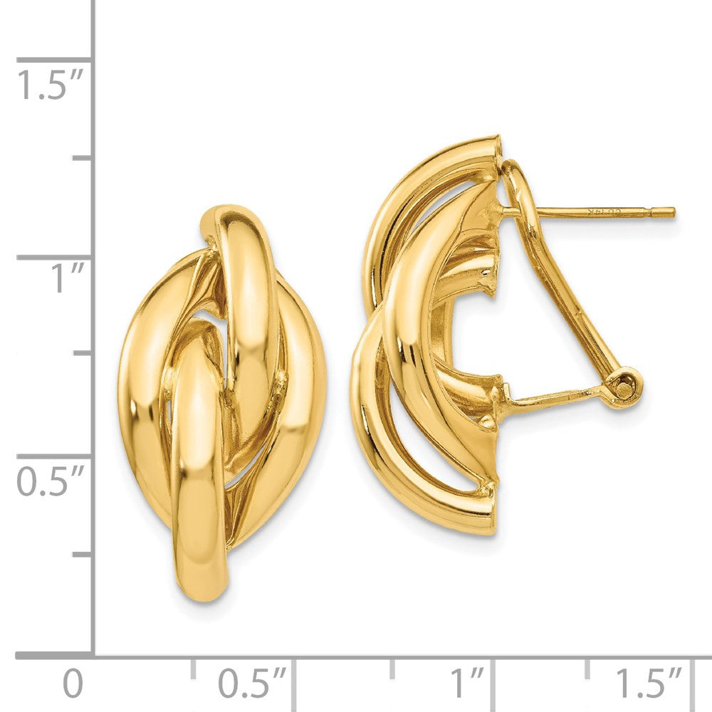 14k Yellow Gold Swirl Omega Back Drop & Dangle Earrings