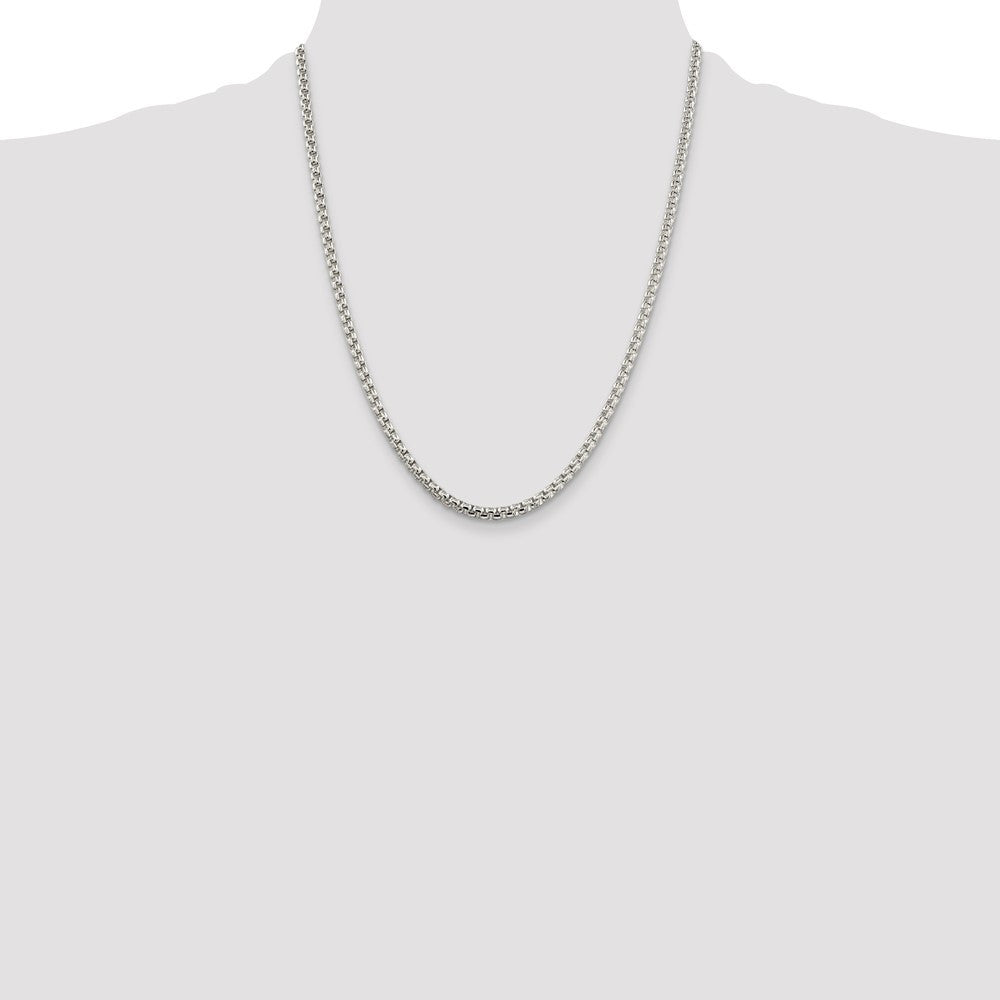 Sterling Silver 3.6mm Round Box Chain Necklace 22"