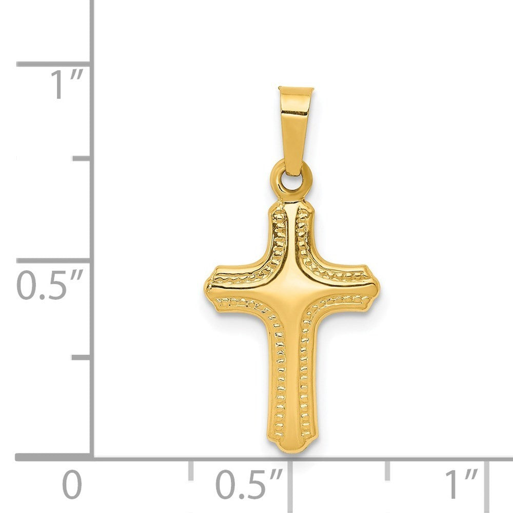 14k Yellow Gold Polished and Textured Cross Pendant