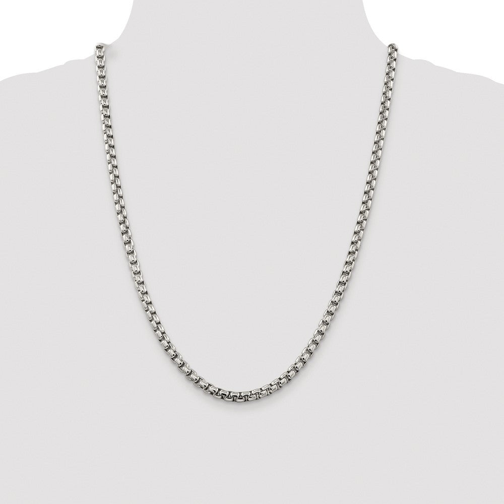 Sterling Silver Rhodium-plated 5.2mm Round Box Chain Necklace 24"