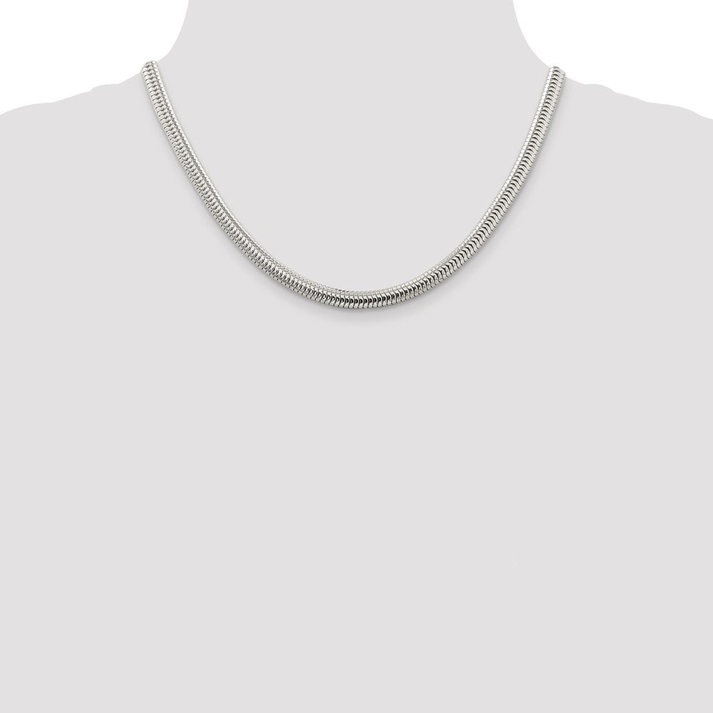 Sterling Silver 6mm Round Snake Chain Necklace 18"
