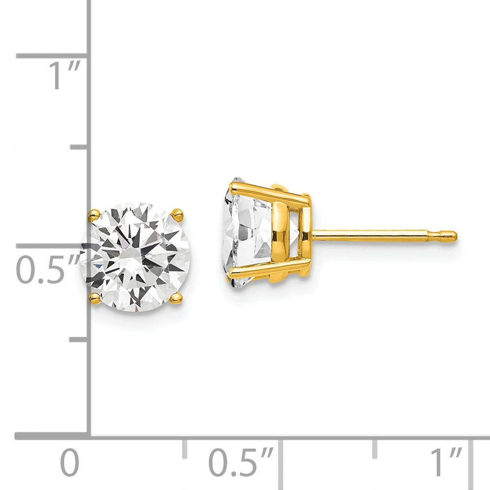 14k Yellow Gold 7mm Cubic Zirconia Stud Earrings