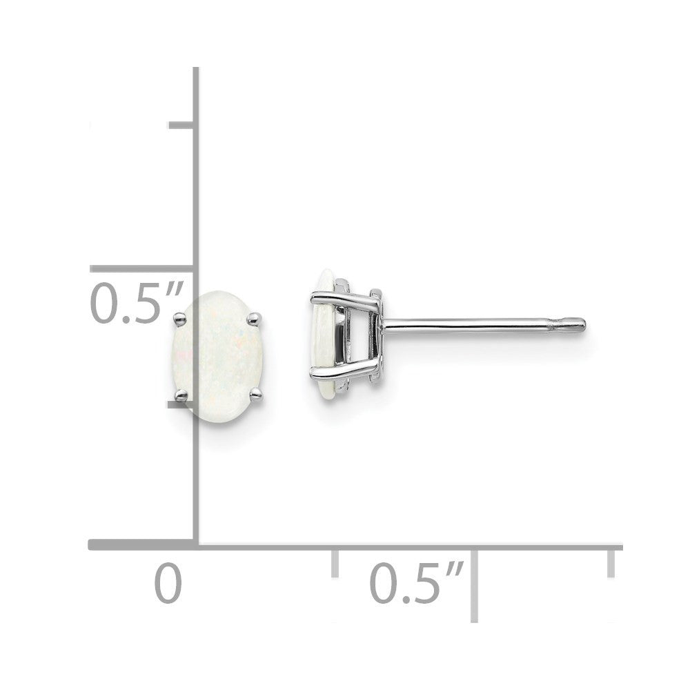 14k White Gold 6x4mm Opal Stud Earrings