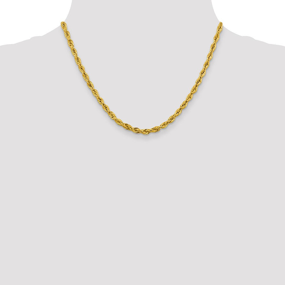 14k Yellow Gold 4.25mm Semi Solid Rope with Lobster Clasp Chain Necklace 18"