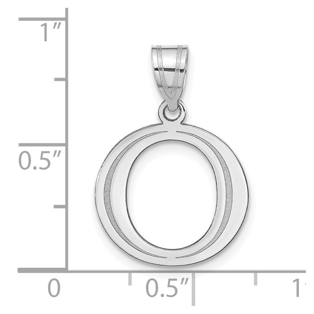 14k White Gold Polished Etched Letter O Initial Pendant