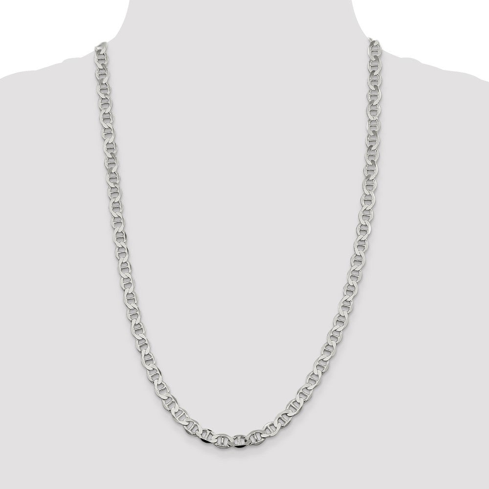 Sterling Silver 7.1mm Flat Anchor Chain Necklace 26"
