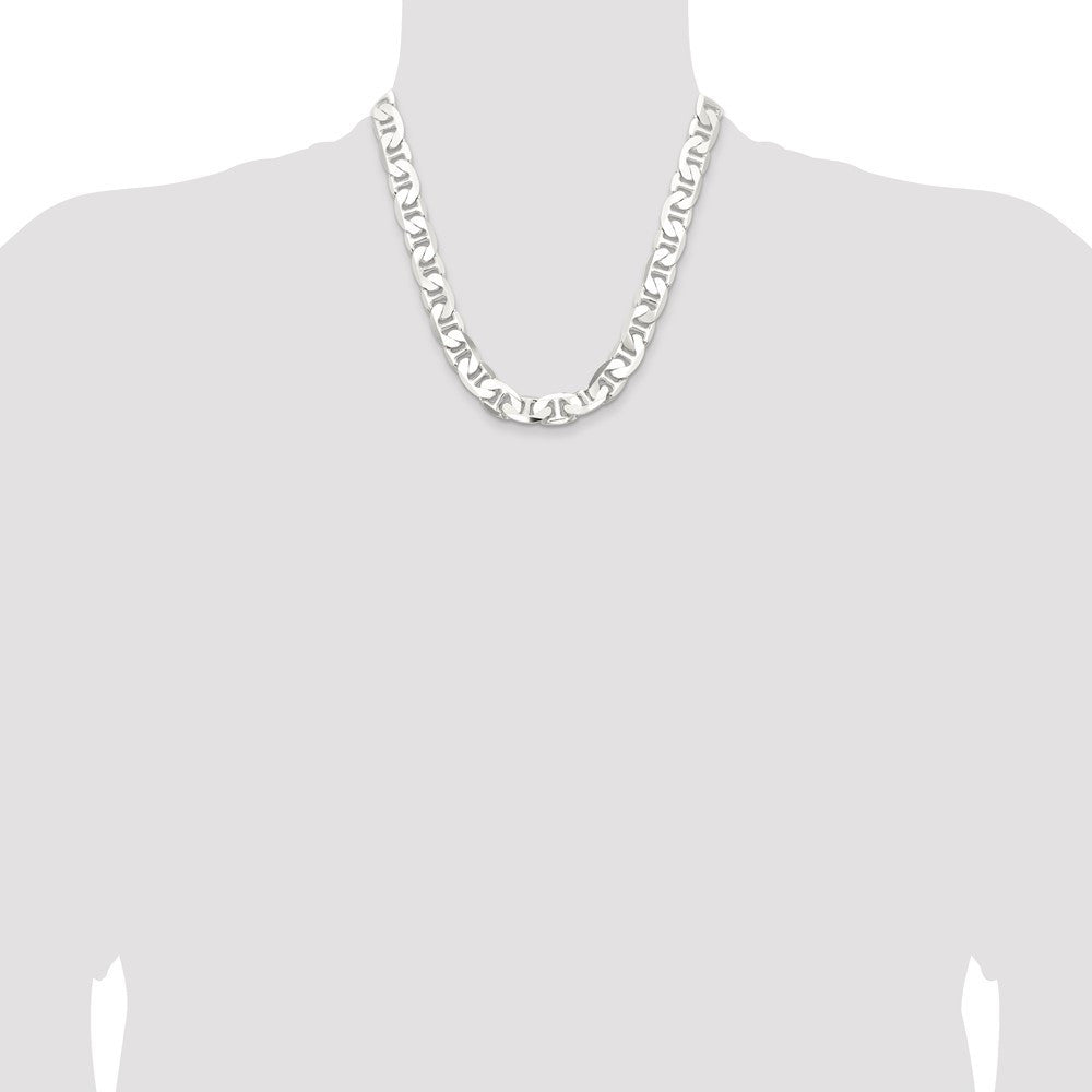 Sterling Silver 11.5mm Flat Anchor Chain Necklace 20"