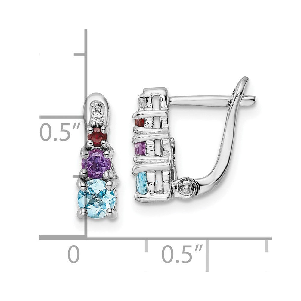 Sterling Silver RH-plated .93t.w. LSBT/AM/GA/WT Hinged Dangle Earrings