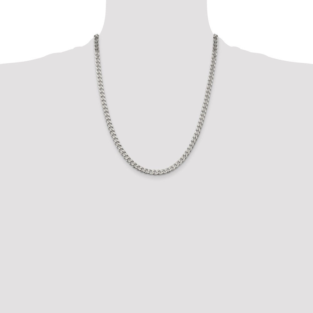 Sterling Silver Polished 5mm Curb Chain Necklace 22"