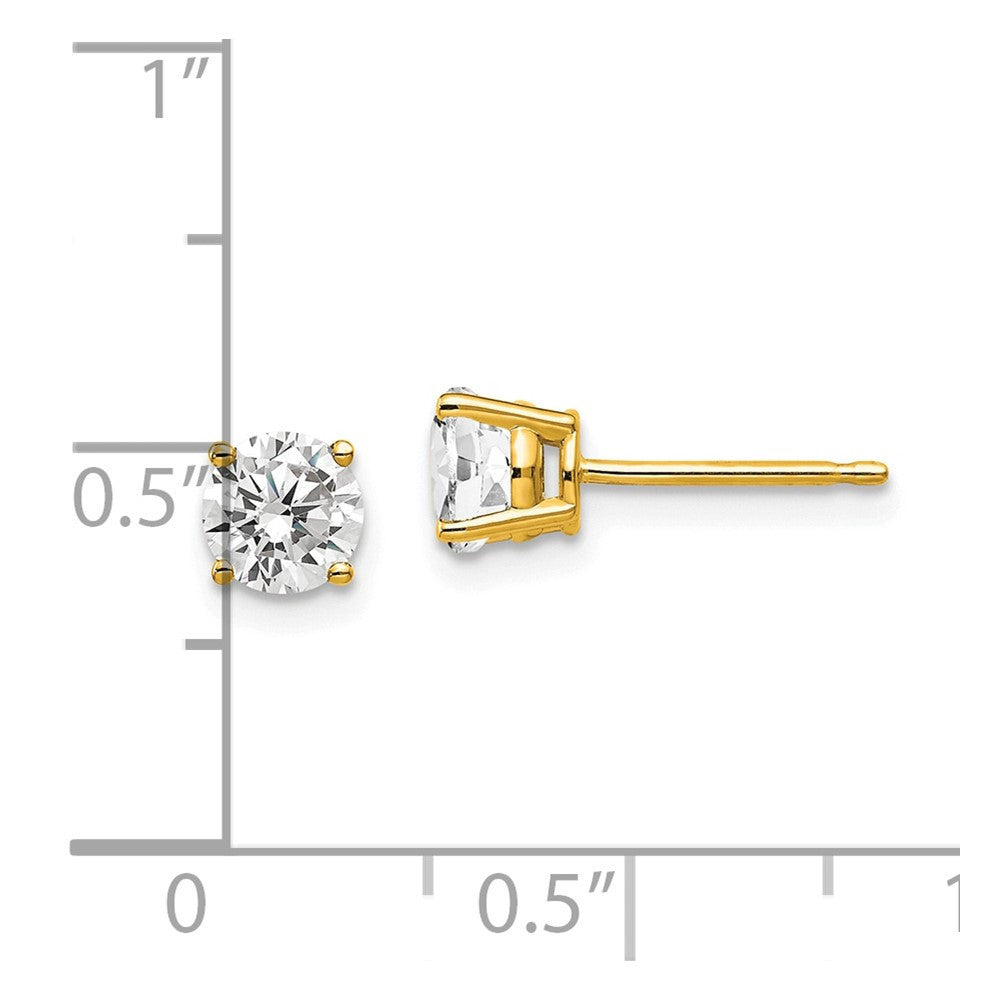14k Yellow Gold 5mm Cubic Zirconia Stud Earrings
