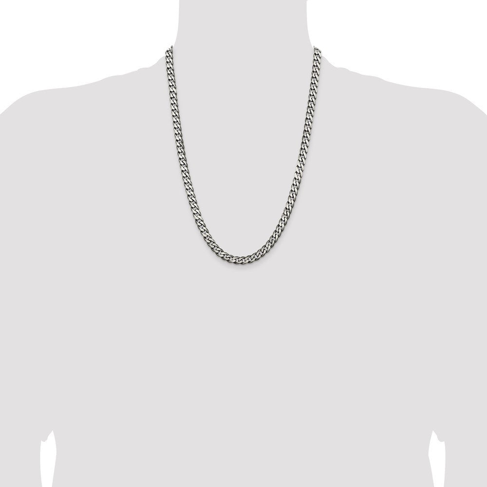 Sterling Silver Antiqued 6.5mm Curb Chain Necklace 24"