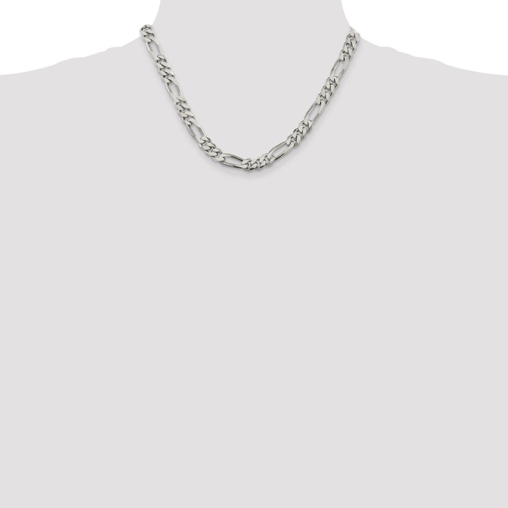 Sterling Silver 8mm Figaro Chain Necklace 18"