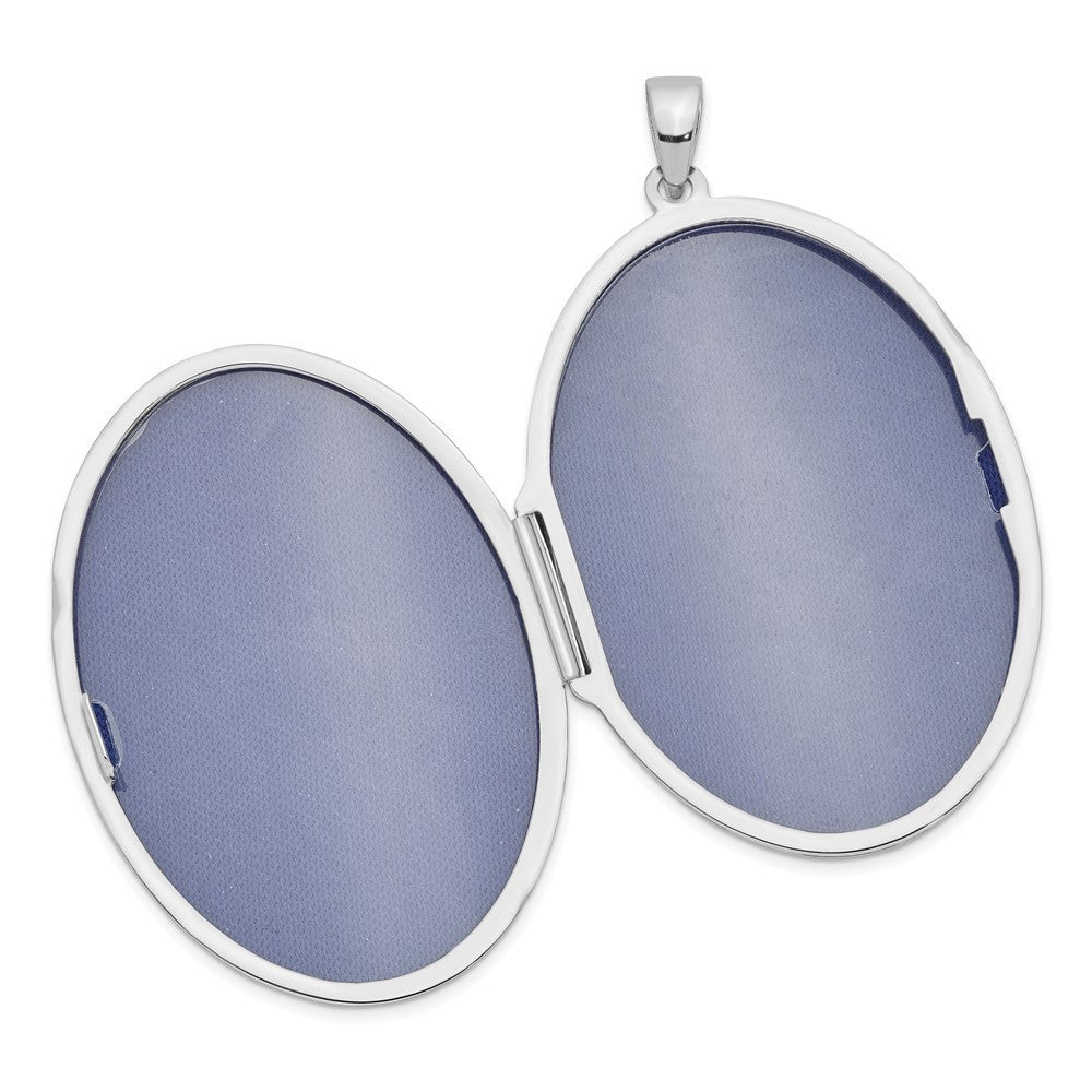 Sterling Silver Rhodium-plated 38mm Scroll Oval Locket Pendant
