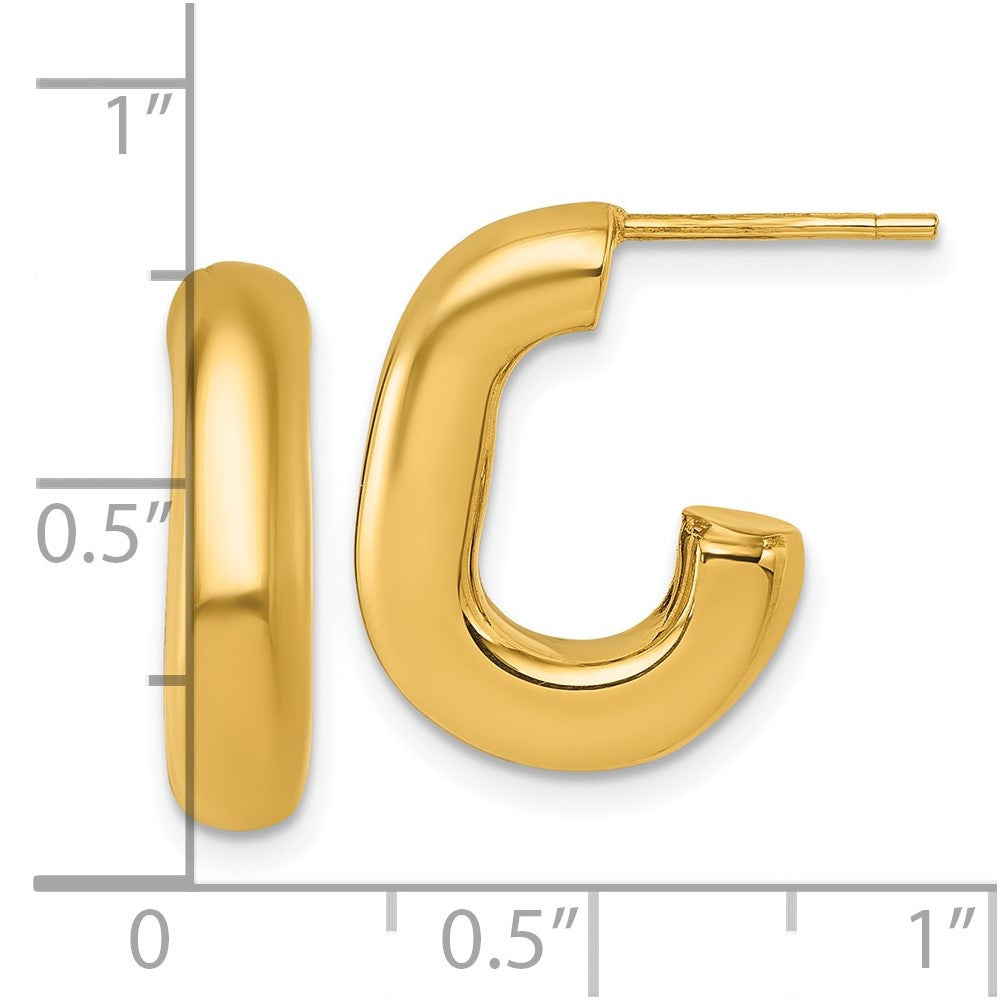 14k Yellow Gold Polished J-Hoop Earrings
