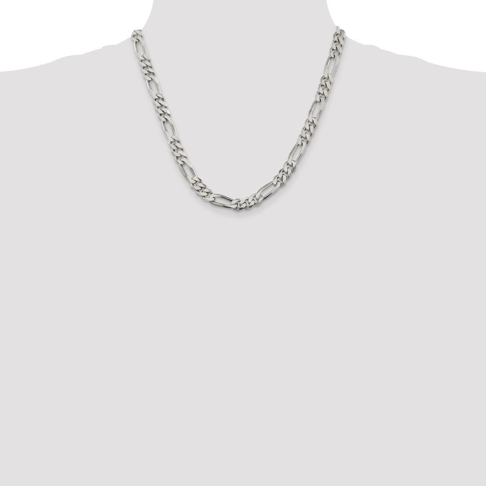 Sterling Silver 8mm Figaro Chain Necklace 20"