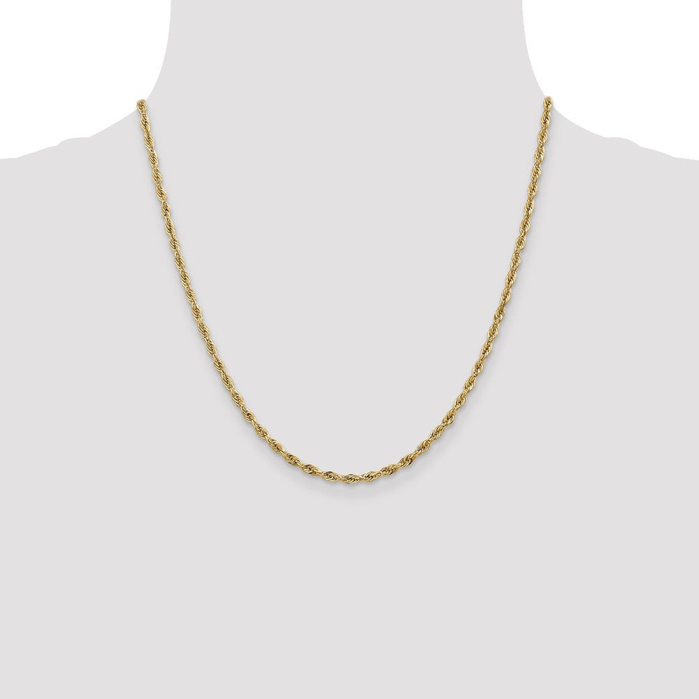 14k Yellow Gold 2.8mm Semi Solid Rope with Lobster Clasp Chain Necklace 20"