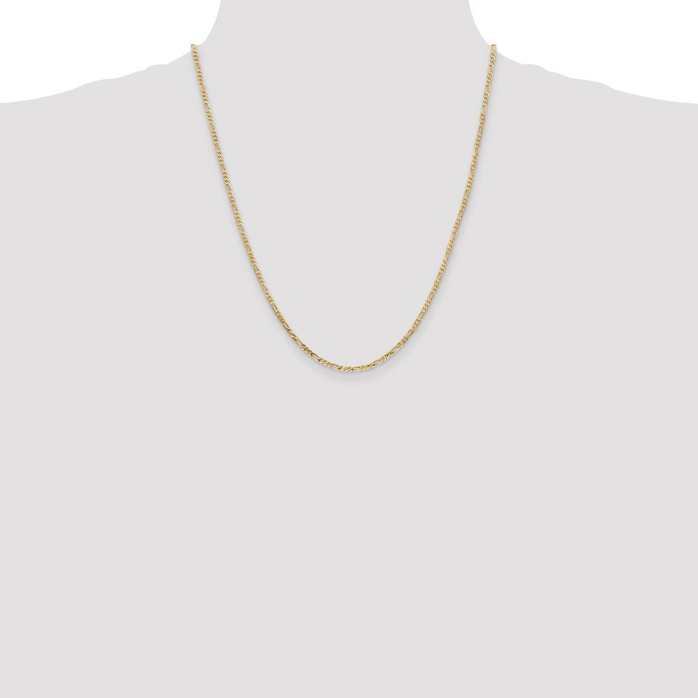 14k Yellow Gold 2.25mm Flat Figaro with Lobster Clasp Chain Necklace 22"