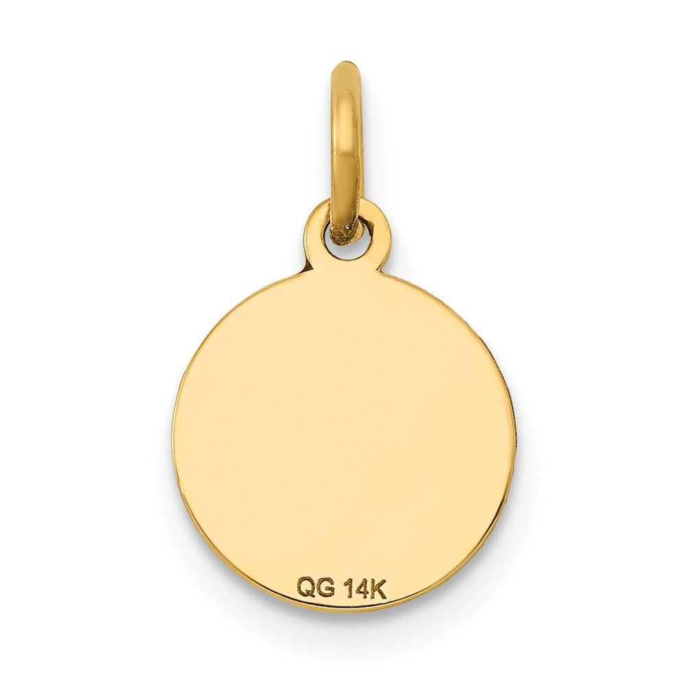 14k Yellow Gold Enamel .027 Gauge Circular Engravable Disc Charm Pendant