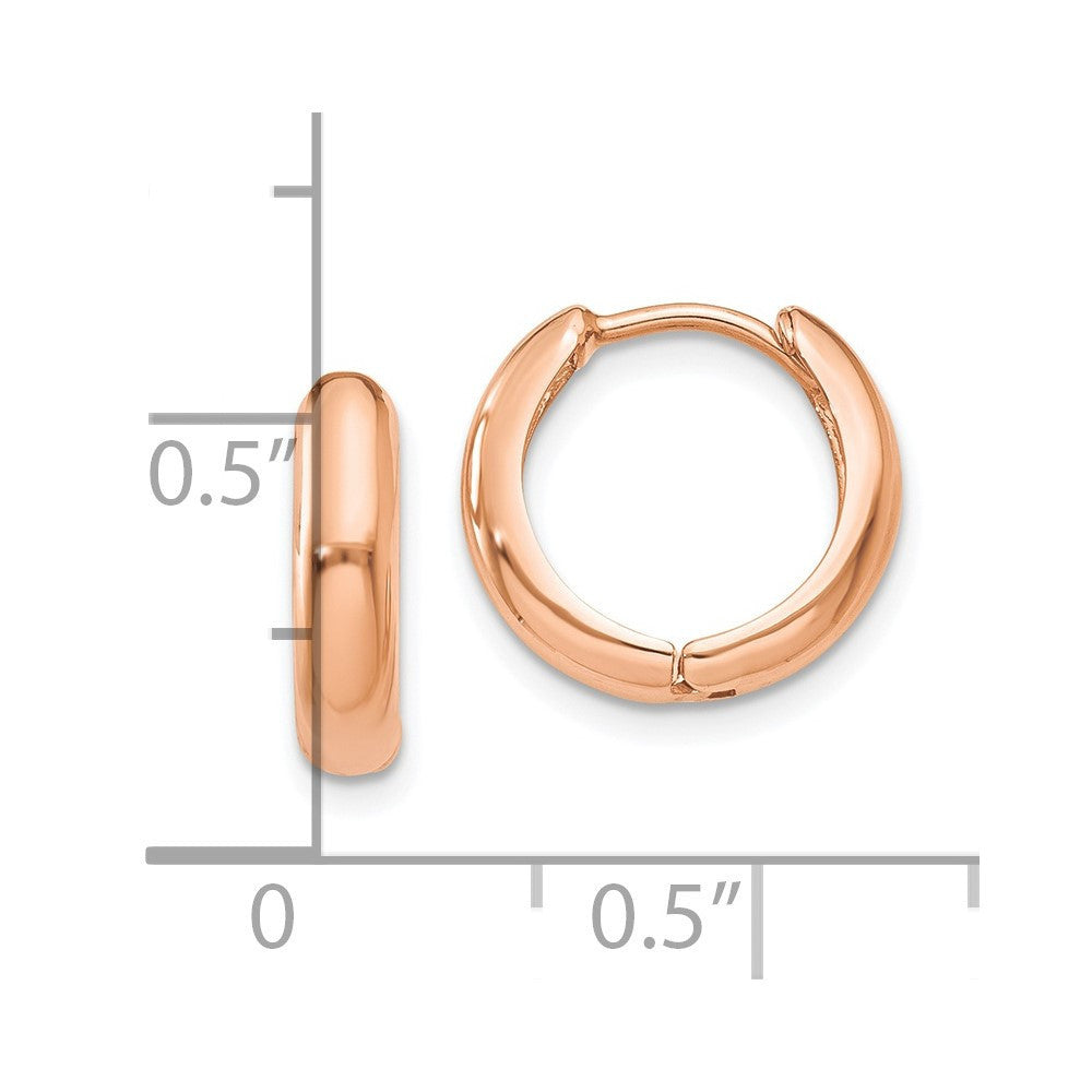 14k Rose Gold Polished Hinged Hoop Earrings