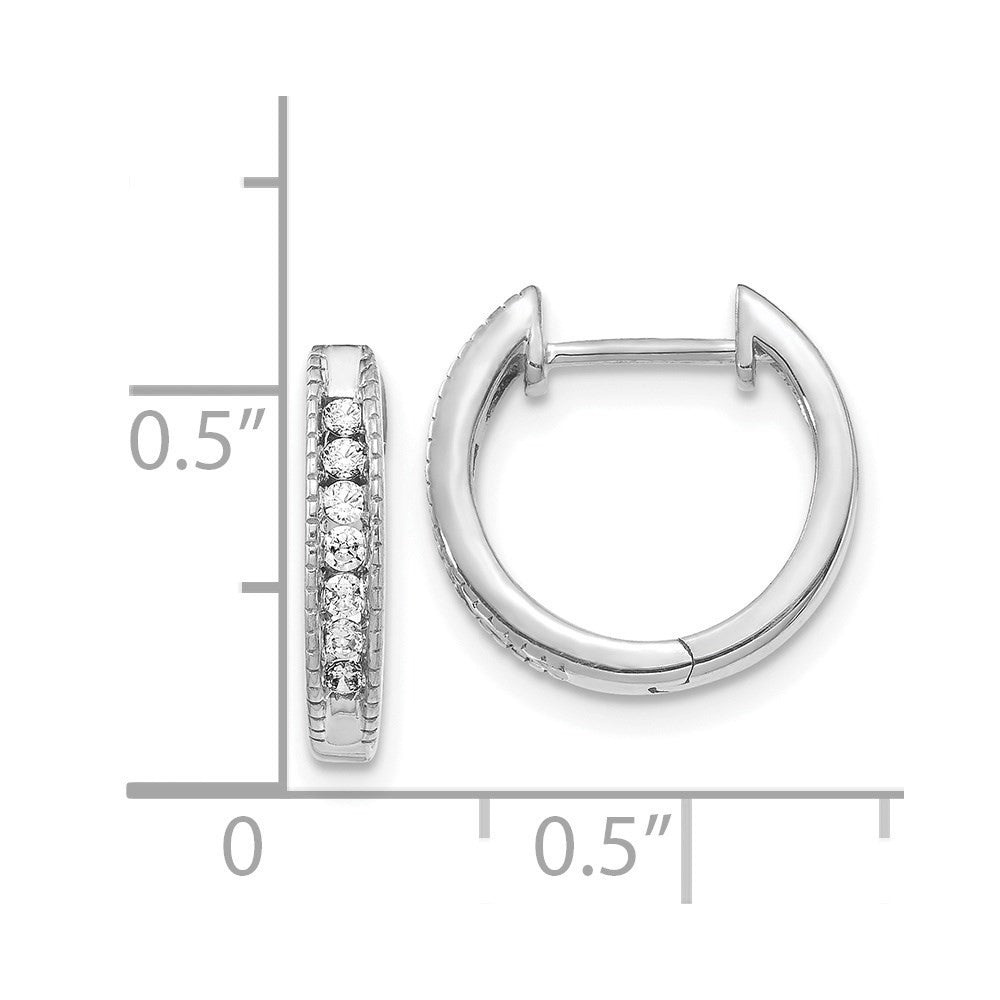 14k White Gold Diamond Hinged Hoop Earrings