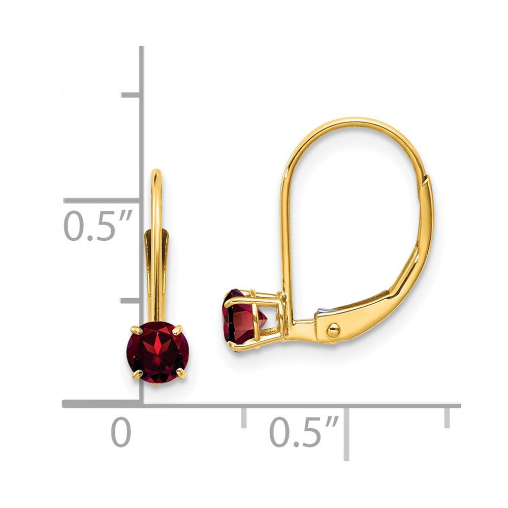 14k Yellow Gold Garnet Dangle Earrings - January