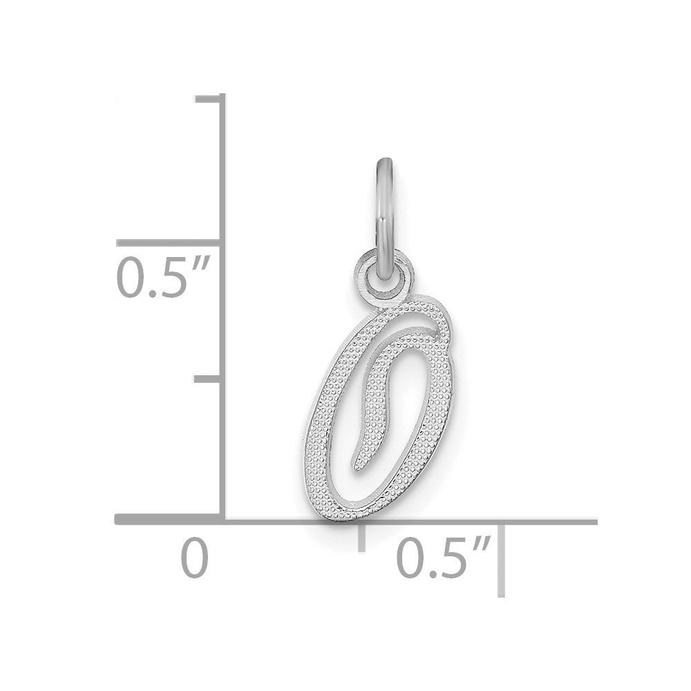 14k White Gold Casted Script Letter O Initial Charm Pendant