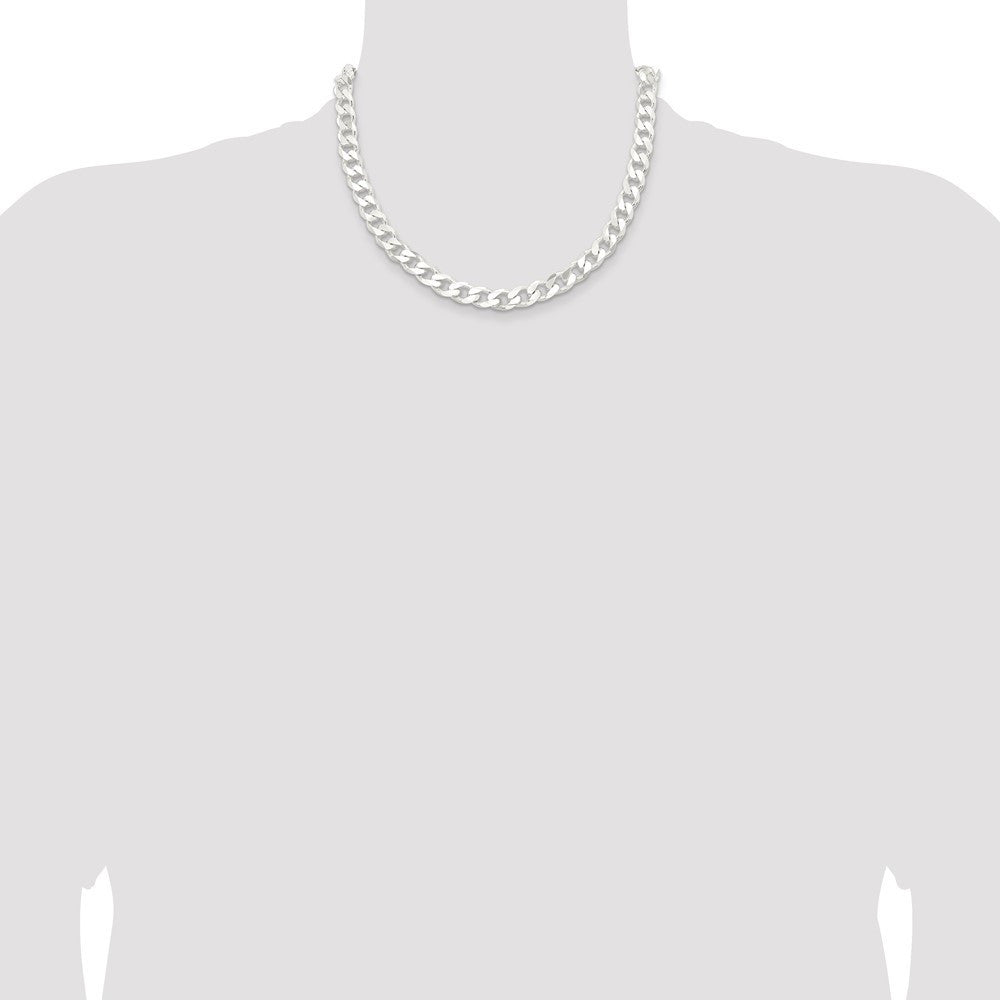 Sterling Silver 9.3mm Curb Chain Necklace 18"