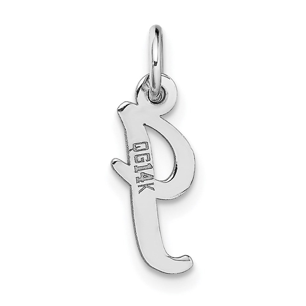 14k White Gold Small Script Letter I Initial Charm Pendant