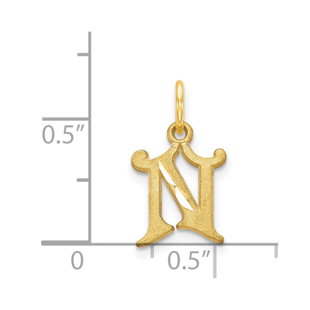 14k Yellow Gold Letter N Initial Charm Pendant