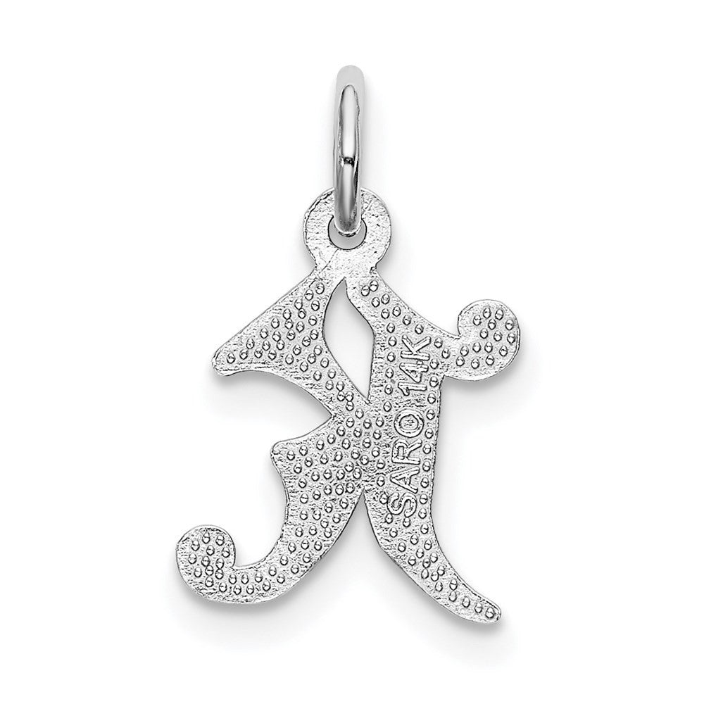 14k White Gold Diamond-cut Letter K Initial Charm Pendant