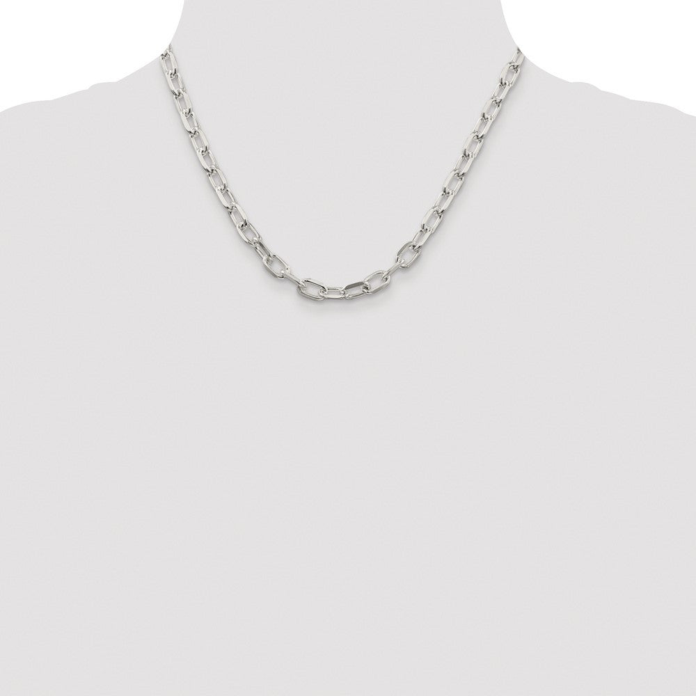 Sterling Silver 6.65mm Diamond-cut Long Link Cable Chain Necklace 18"