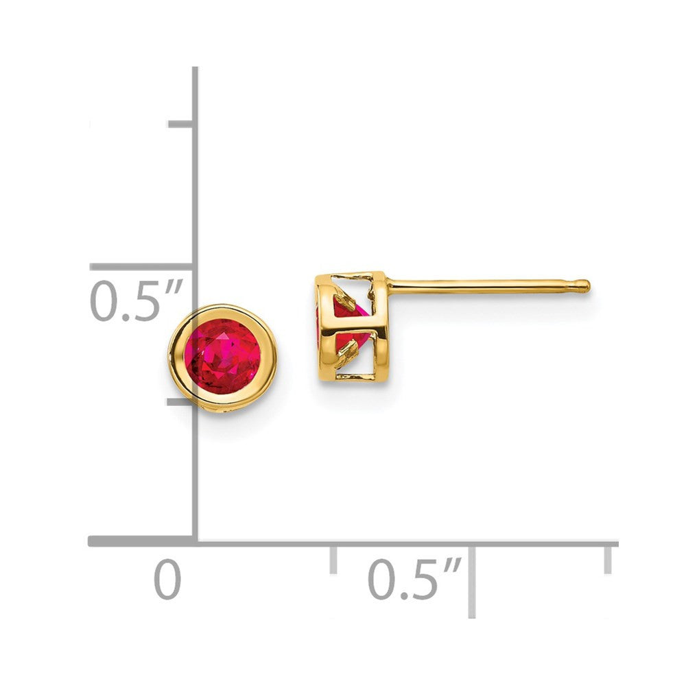 14k Yellow Gold Ruby Stud Earrings - July